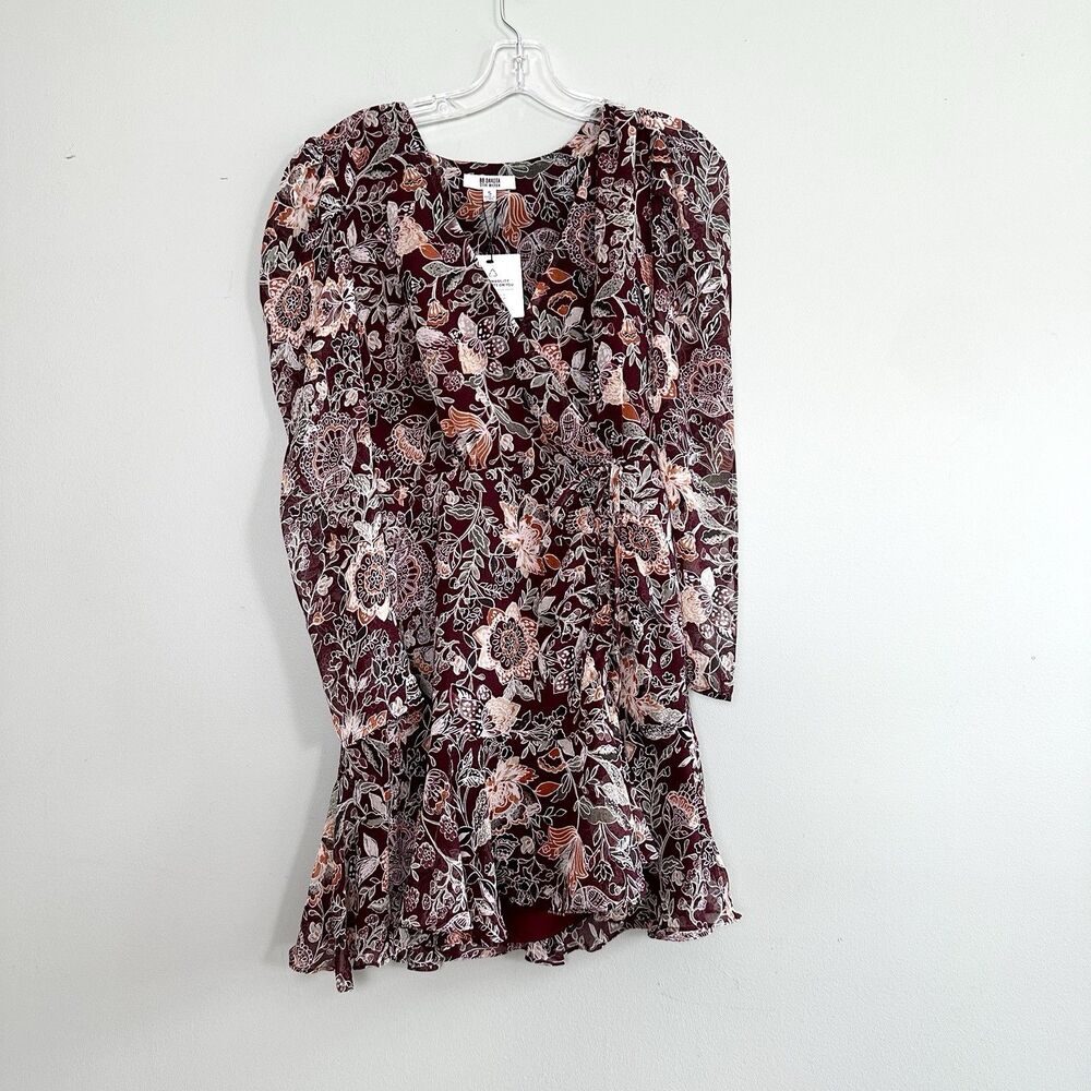 BB Dakota Steve Madden Mini Dress Small Purple Chiffon Floral Paisley Boho Flowy
